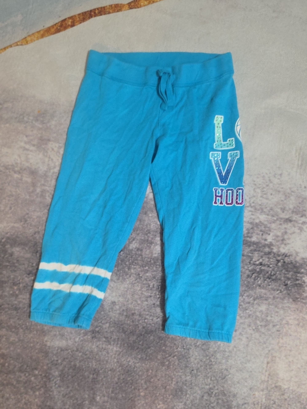 Justice Teal Blue Kids Joggers with Side Lettering